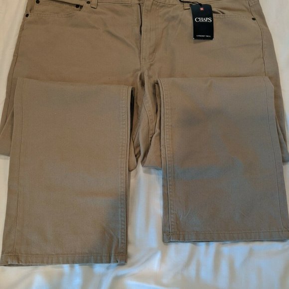 NWT Chaps Twill Khakis Hudson Tan Flat Front - Picture 9 of 10